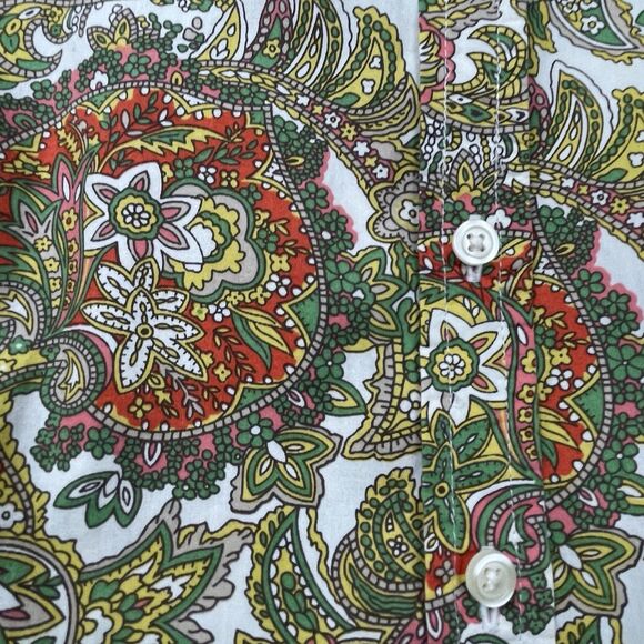 Talbots Paisley Button Up Multicolor Retro 70’s Casual-2p - Picture 3 of 12